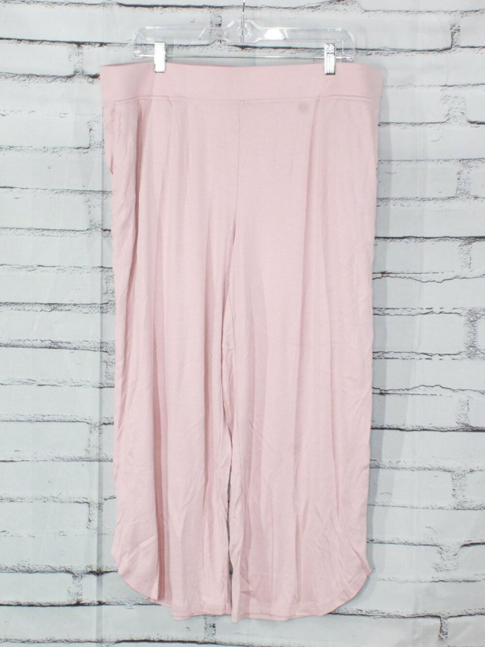 LL Bean Blush Pink Wide Leg Cropped Knit Pull On Pants Casual XL Pet